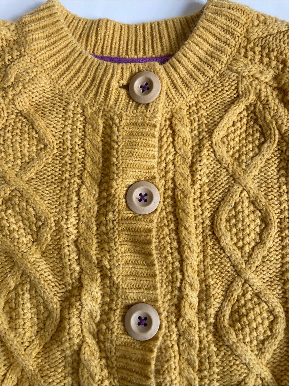 Mini Biden mustard cable cardigan sweater 9 10 EUC